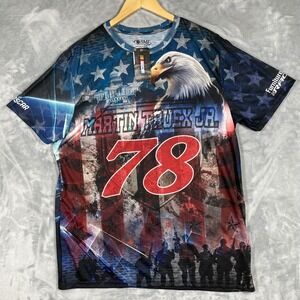 NASCAR Martin Truex Jr 78 SMI Properties Patriotic All Over Print Shirt Mens L